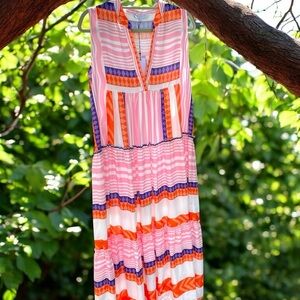 Cezele maxi dress, size L, but fits like M, polyester, soft, flowy, colorful NWT